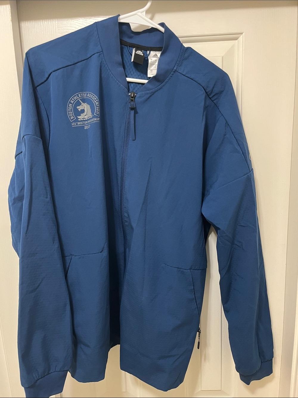 adidas Men's Blue Full-Zip Windbreaker Jacket